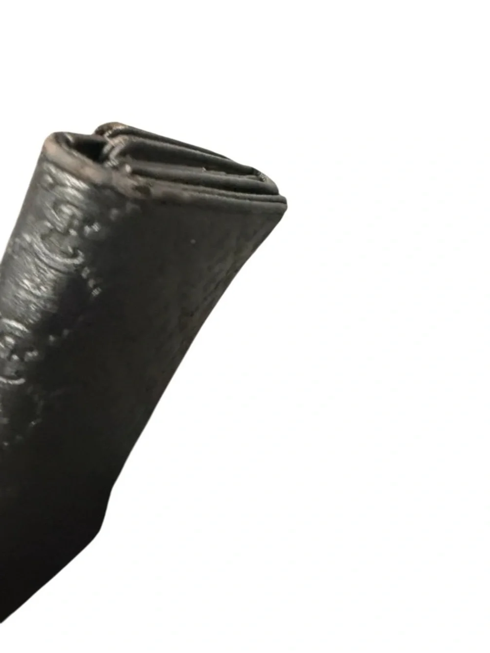 Gucci Black GG-Stamped Leather Wallet with Gold Double G